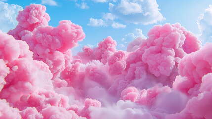 Obraz na płótnie Canvas Clouds in shades of pink and white drift gently across the sky, creating a dreamy and magical display