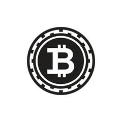  Black Bitcoin Cryptocurrency Coin Vector Icon - Digital Currency and Blockchain Symbol