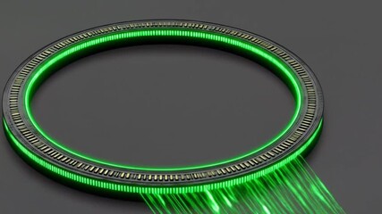 Abstract green ring with light trails 3 d rendering modern tech concept