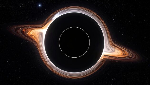 Black hole pulling in gas; in space; background of stars; use for astronomy studies