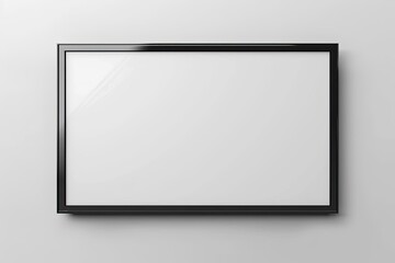 Blank black frame on a white wall. For presentation & display background use