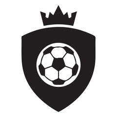 Obraz premium Football Club Logo Shield with Crown and Ball – Soccer Team Crest Vector