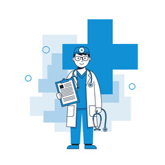 Healthcare Medical Vector Flat Doctor Stethoscope Hospital Cross Illustration