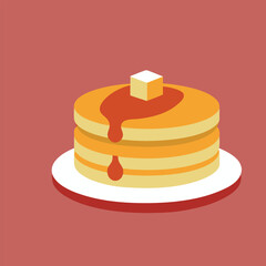 Delicious stack of pancakes with sweet maple syrup illustration