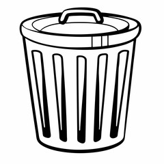 Minimalist Garbage Can Line Art Vector Icon, Simple Bin Outline Symbol for Trash, Delete Function, UI Design, and Waste Management.

