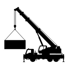 Crane Truck Silhoeutte Vector Illustration