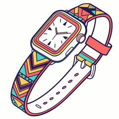 Colorful smartwatch with geometric patterned strap 1