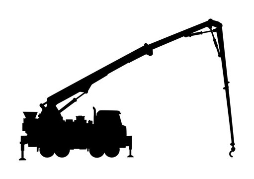 Concrete Pump Truck Silhouette Vector Illustration