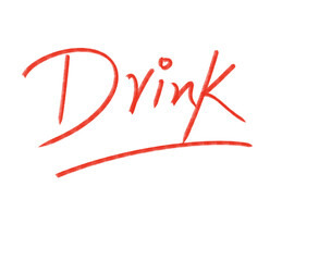 The word drink written in a casual, handwritten red script font, isolated on a clean transparent background, perfect for graphic design and conceptual use