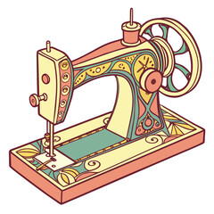 Colorful vintage sewing machine with ornate details 3