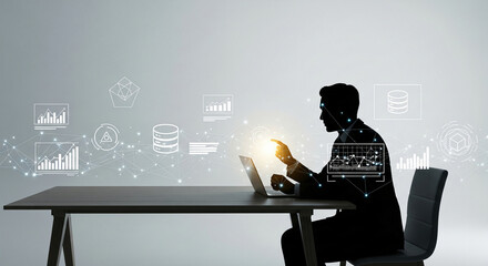 Modern digital technology workspace with innovative connectivity solutions cybersecurity data analysis and online devices in a professional business environment