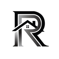 Letter R Real Estate Logo Design with House Icon -Modern Monogram