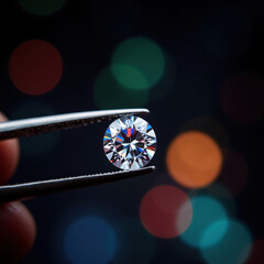 Diamond Held in Tweezers