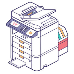 Isometric illustration of a modern office photocopier