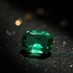 Emerald Gemstone on Dark Background