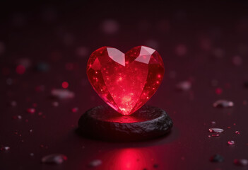 Glowing Red Heart Gemstone