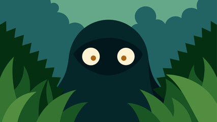 Dark figure lurking in the green foliage