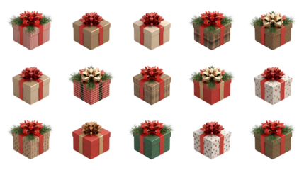 Christmas Gift Boxes Collection – Transparent Background