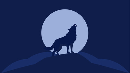 Silhouette of a wolf howling at the moon