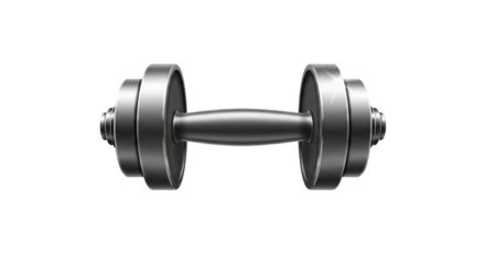 Single silver dumbbell isolated on black background
