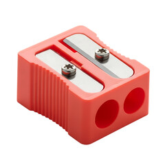 Bright pink dual hole pencil sharpener with silver blades
