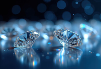 Sparkling Diamonds on Reflective Surface