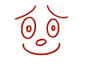 Obraz premium A simple, handdrawn cartoon face with large, expressive eyes and a wide smile, isolated on a transparent background, conveying a sense of joy and surprise, perfect for playful designs and childrens th
