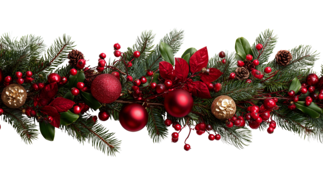Christmas garland isolated on transparent background