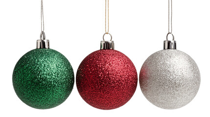 Obraz premium Three christmas balls isolated on transparent background
