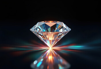Sparkling Diamond on Black Background