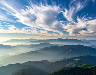 Majestic mountain panorama at sunrise