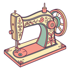 Vintage sewing machine with floral accents retro craft