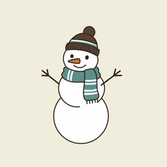 Minimalist Retro Snowman Illustration