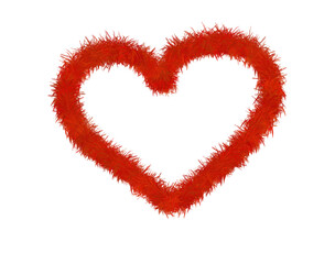 A vibrant red, fluffy heart shape isolated on a clean transparent background, symbolizing love, passion, and affection, perfect for romantic themes and valentines day celebrations