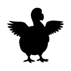 Dodo Bird Silhouette Vector Illustration , Animal Silhouette Element