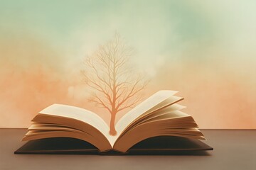 Book with Growing Tree - Symbol of Knowledge and Growth