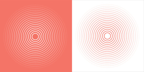 Red and white concentric spiral circles logo symbol. Big to small outlined ring circle gradation. Vector illustrationPrint