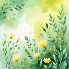 黄色い花と葉のデザイン