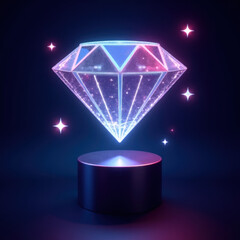 Glowing Diamond on Pedestal