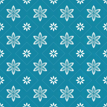 Seamless floral pattern on a teal background perfect for textiles and digital design projects