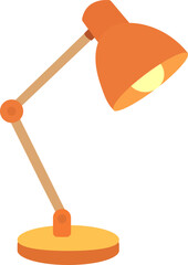 Orange desk lamp with adjustable arm and round base isolated on white background. Vector illustration EPS 10. Lighting equipment. Interior and workspace design concept for posAdobe Illustrator Artwork