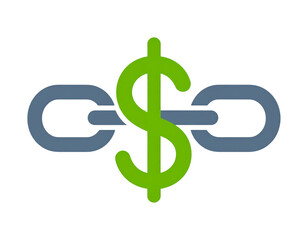 Flat Affiliate Marketing Icon with Chain Link and Dollar Sign, Isolated PNG