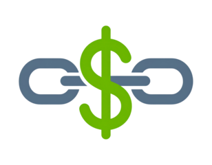 Flat Affiliate Marketing Icon with Chain Link and Dollar Sign, Isolated PNG
