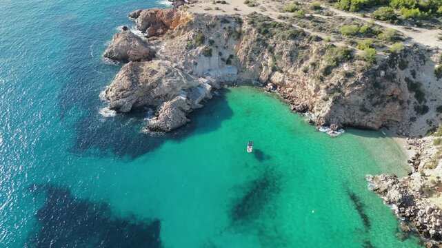 Beautiful landscape of Cala Tarida beach in Ibiza