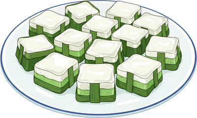 Kanom Tako on White Plate