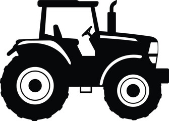  Tractor silhouette vector illustration, agricultural vehicle design, farming machinery icon,