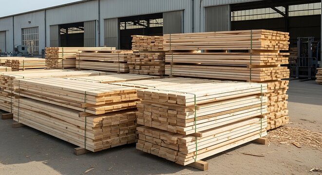 Stacks of Lumber - A Close-Up View of Wood Planks.