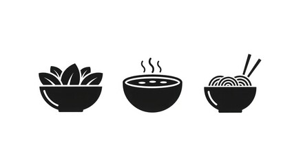 Bowl food salad soup noodle icon vector illustration healthy eating culinary menu restaurant diet dish