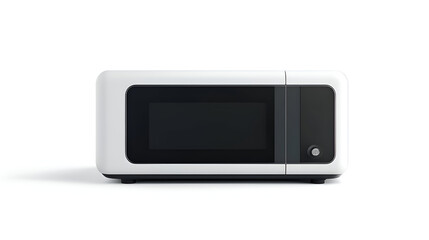 Microwave Oven White Kitchen Appliance Minimalist Design Modern Isolated on White Background Sleek Countertop Cooking Convenience Home Essential Clean Style Food Preparation Culinary Tool
