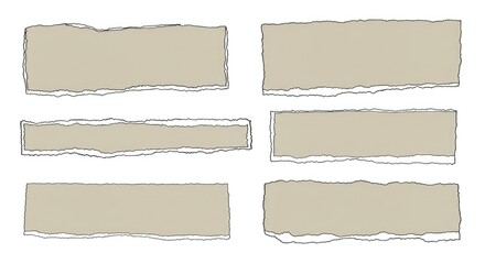 Fototapeta premium Set of jagged rectangle shapes with torn paper edges. Rough rectangular frames for headlines, calligraphy borders, or isolated grunge-style header backgrounds. Vector design. 